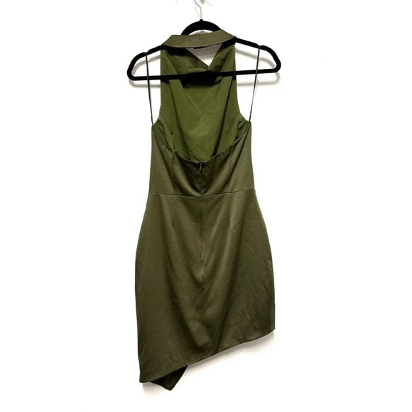 NWOT $148 ELLIATT Camo Olive Green Halter Dress - Asymmetric Cocktail Mini Dress - Picture 9 of 11